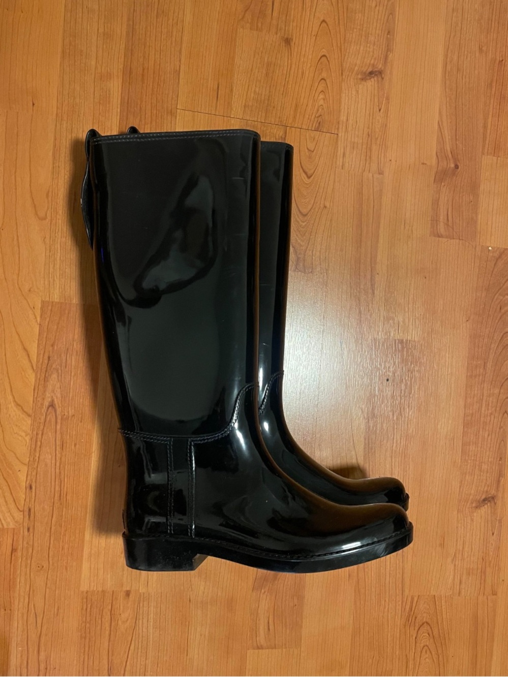 Coach Men's Glossy Black Knee-High Rain Boots